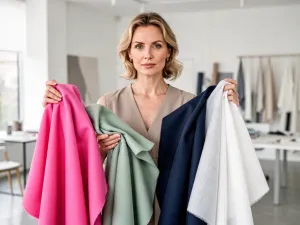 Elegancka kobieta w pastelowej sukience midi w słonecznym ogrodzie, prezentująca stylizację idealną na chrzciny.