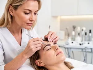Luksusowy flakon perfum na marmurowym blacie w eleganckim wnętrzu butiku, podkreślający wysoką jakość produktów.